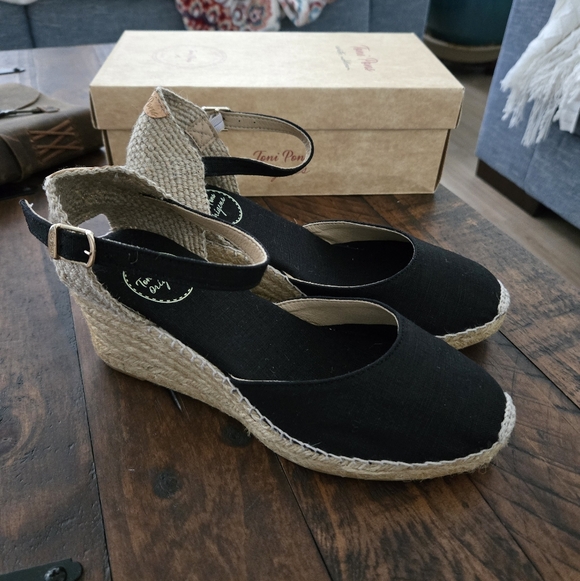 Toni Pons Caldes Black Jute wedge espadrilles with buckle. Size 7.5. New. - Picture 4 of 7